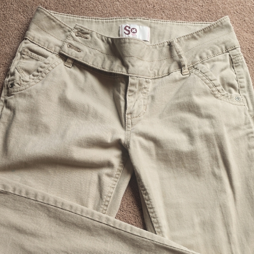 SO Beige Cotton Blend Pants Sz 7
